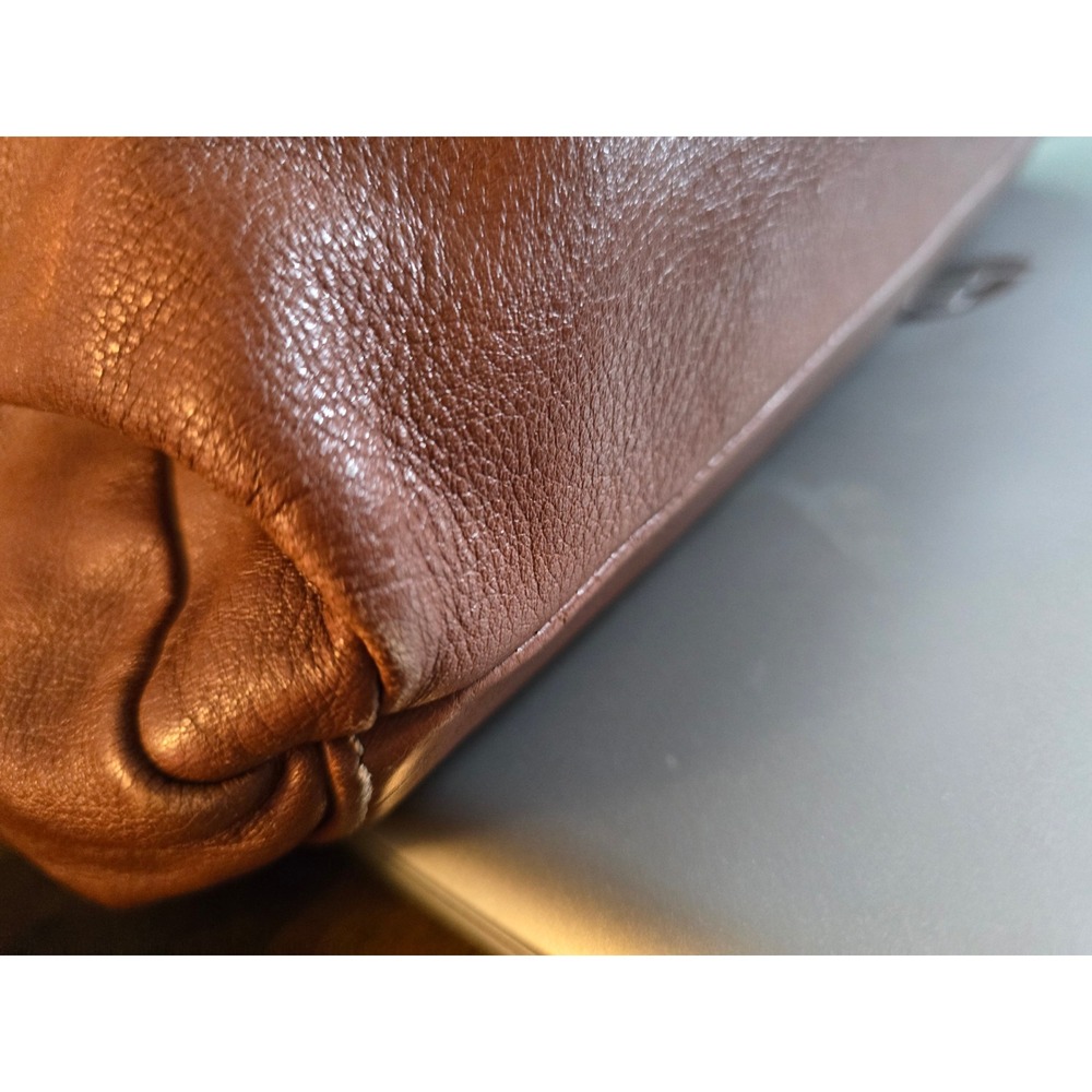 Renzo Costa Brown Pebbled Leather Shoulder Bag Hobo Handbag Gold Tone Hardware - Picture 15 of 15